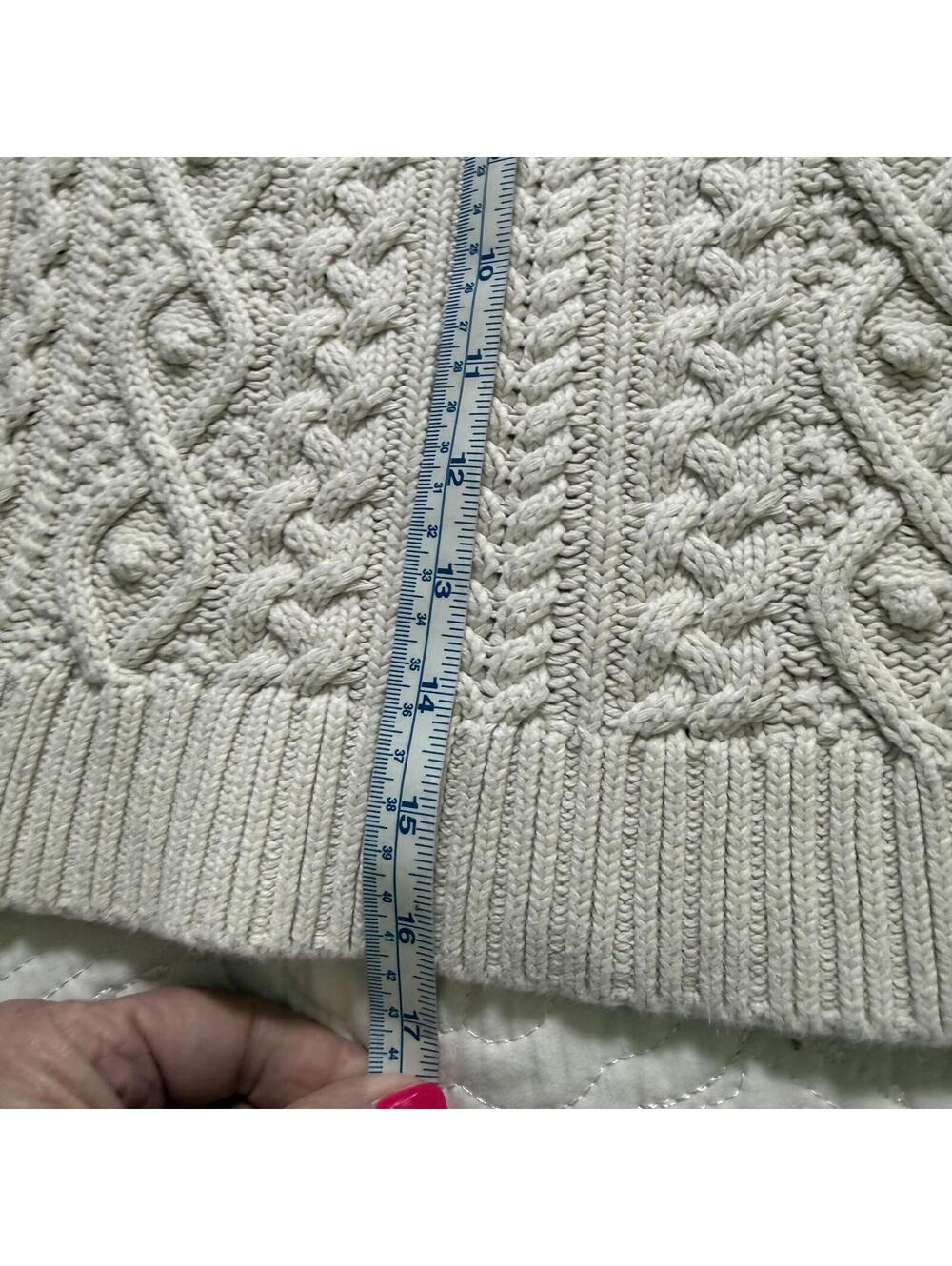 GAP Child Size M Organic Off White Cable Knit Sweater 100% Cotton‎ CabinCore - Picture 7 of 7